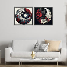 Load image into Gallery viewer, 2pcs Round Diamond Painting Set - Yin Yang flowers (30*30CM)