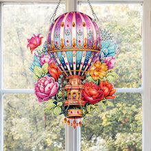 Load image into Gallery viewer, Acrylic Special Shaped Hot Air Balloon Flower Diamond Painting Hanging Decor