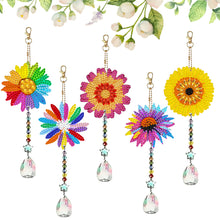 Load image into Gallery viewer, 5Pcs Acrylic Double Sided Sunflower Full Drill Keyring Diamond Painting Keychain