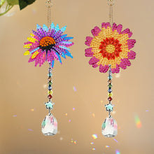 Load image into Gallery viewer, 5Pcs Acrylic Double Sided Sunflower Full Drill Keyring Diamond Painting Keychain