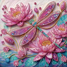 Load image into Gallery viewer, Diamond Painting - Partial Special Shaped - Lotus dragonfly (40*40CM)