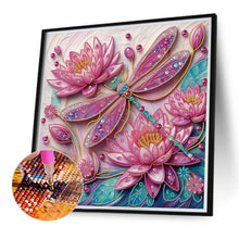 Load image into Gallery viewer, Diamond Painting - Partial Special Shaped - Lotus dragonfly (40*40CM)