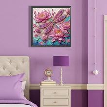 Load image into Gallery viewer, Diamond Painting - Partial Special Shaped - Lotus dragonfly (40*40CM)