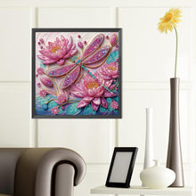 Load image into Gallery viewer, Diamond Painting - Partial Special Shaped - Lotus dragonfly (40*40CM)