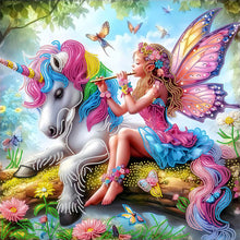 Load image into Gallery viewer, Diamond Painting - Partial Special Shaped - Butterfly girl and unicorn (55*55CM)