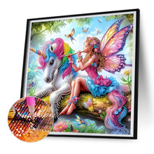 Load image into Gallery viewer, Diamond Painting - Partial Special Shaped - Butterfly girl and unicorn (55*55CM)