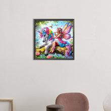 Load image into Gallery viewer, Diamond Painting - Partial Special Shaped - Butterfly girl and unicorn (55*55CM)