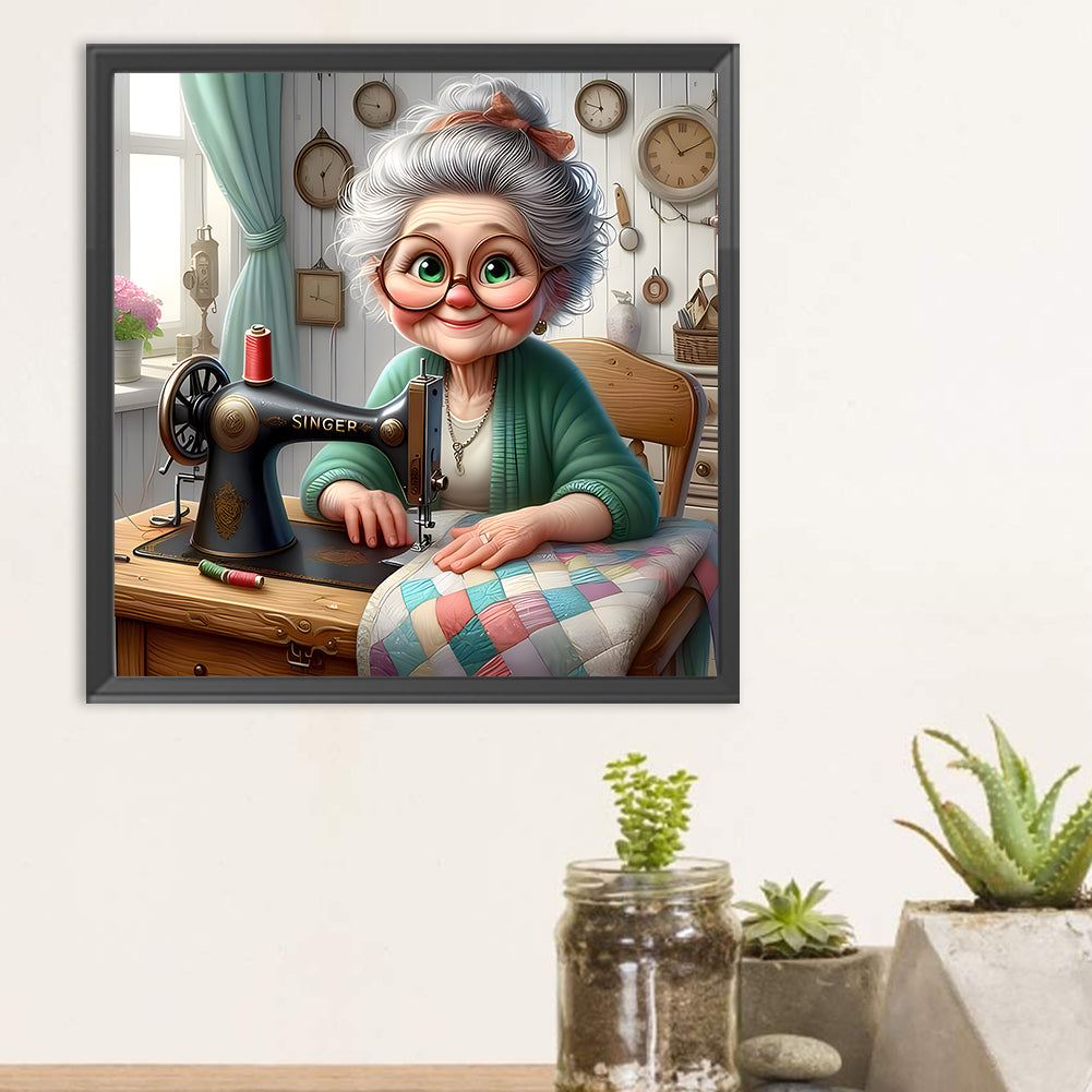 Diamond Painting - Full Round - Funny old lady (30*30CM)