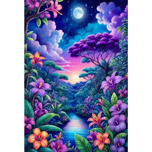 Diamond Painting - Full Round - Night forest (50*70CM)