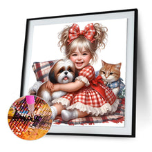 Load image into Gallery viewer, Diamond Painting - Full Round - Girl and cute pet (30*30CM)