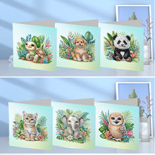 Load image into Gallery viewer, 6Pcs Special Shape Garden Animal Diamond Painting Greeting Card for Friends Gift