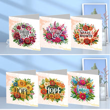 Load image into Gallery viewer, 6Pcs Special Shape Flower Letter Diamond Painting Greeting Card for Friends Gift