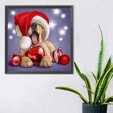 Load image into Gallery viewer, Diamond Painting - Full Round - Dog with Santa Hat (40*40CM)
