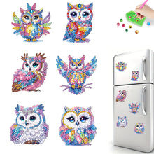 Load image into Gallery viewer, 6Pcs Acrylic Special Shape Owl Diamond Painting Fridge Magnet for Home Decor