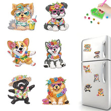 Load image into Gallery viewer, 6Pcs Acrylic Special Shape Dog Diamond Painting Fridge Magnet for Home Decor
