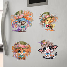 Load image into Gallery viewer, 6Pcs Acrylic Special Shape Animal with Hat Diamond Painting Fridge Magnet