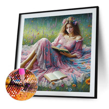 Load image into Gallery viewer, AB Diamond Painting - Full Round - Girl reading on the grass (40*40CM)