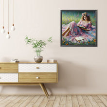 Load image into Gallery viewer, AB Diamond Painting - Full Round - Girl reading on the grass (40*40CM)