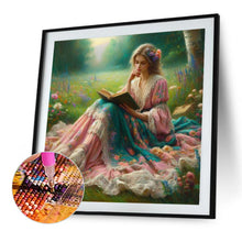 Load image into Gallery viewer, AB Diamond Painting - Full Round - Girl reading in the forest (40*40CM)