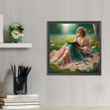 Load image into Gallery viewer, AB Diamond Painting - Full Round - Girl reading in the forest (40*40CM)