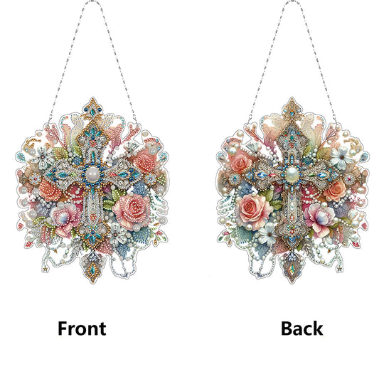 PET Double Sided Special Shaped Color Flower Hanging Diamond Art Kits Home Decor