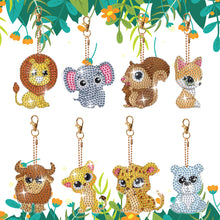 Load image into Gallery viewer, 8Pcs Double Sided Animal Alien Diamond Art Keyring for Home Birthday Party Decor