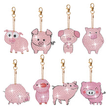 Load image into Gallery viewer, 8Pcs Double Sided Animal Alien Diamond Art Keyring for Home Birthday Party Decor