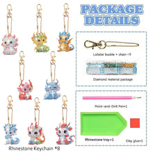 Load image into Gallery viewer, 8Pcs Double Sided Animal Alien Diamond Art Keyring for Home Birthday Party Decor
