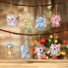 Load image into Gallery viewer, 8Pcs Double Sided Animal Alien Diamond Art Keyring for Home Birthday Party Decor