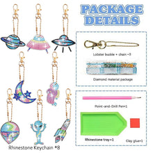 Load image into Gallery viewer, 8Pcs Double Sided Animal Alien Diamond Art Keyring for Home Birthday Party Decor