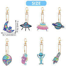 Load image into Gallery viewer, 8Pcs Double Sided Animal Alien Diamond Art Keyring for Home Birthday Party Decor