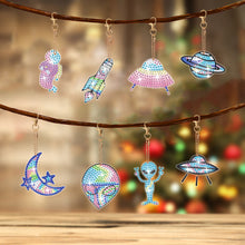 Load image into Gallery viewer, 8Pcs Double Sided Animal Alien Diamond Art Keyring for Home Birthday Party Decor