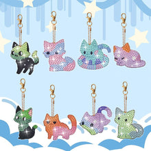 Load image into Gallery viewer, 8Pcs Double Sided Animal Alien Diamond Art Keyring for Home Birthday Party Decor
