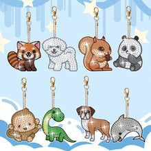 Load image into Gallery viewer, 8Pcs Double Sided Animal Alien Diamond Art Keyring for Home Birthday Party Decor
