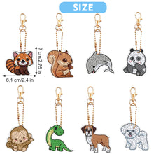 Load image into Gallery viewer, 8Pcs Double Sided Animal Alien Diamond Art Keyring for Home Birthday Party Decor