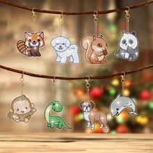Load image into Gallery viewer, 8Pcs Double Sided Animal Alien Diamond Art Keyring for Home Birthday Party Decor