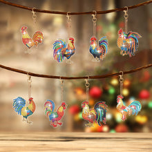 Load image into Gallery viewer, 8Pcs Double Sided Animal Alien Diamond Art Keyring for Home Birthday Party Decor