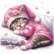 Load image into Gallery viewer, Diamond Painting - Full Round - Sleeping kitten (30*30CM)