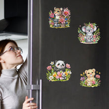 Load image into Gallery viewer, 6Pcs Acrylic Special Shape Animal And Flower Diamond Painting Fridge Magnet