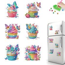 Load image into Gallery viewer, 6Pcs Acrylic Special Shape Cake And Butterfly Diamond Painting Fridge Magnet