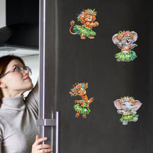 Load image into Gallery viewer, 6Pcs Acrylic Special Shape Dancing Animals Diamond Painting Fridge Magnet