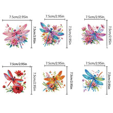 Load image into Gallery viewer, 6Pcs Acrylic Special Shape Dragonfly And Flower Diamond Painting Fridge Magnet