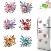 Load image into Gallery viewer, 6Pcs Acrylic Special Shape Dragonfly And Flower Diamond Painting Fridge Magnet