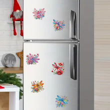 Load image into Gallery viewer, 6Pcs Acrylic Special Shape Dragonfly And Flower Diamond Painting Fridge Magnet