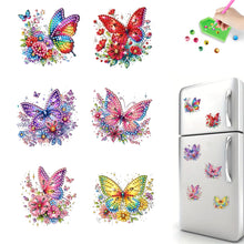 Load image into Gallery viewer, 6Pcs Acrylic Special Shape Butterfly And Flower Diamond Painting Fridge Magnet