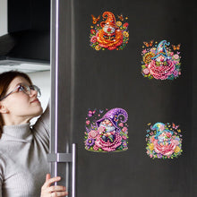 Load image into Gallery viewer, 6Pcs Acrylic Special Shape Gnome And Flower Diamond Painting Fridge Magnet