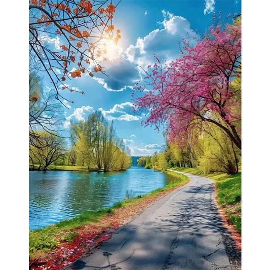 Diamond Painting - Full Round - Lakeside scenery (55*70CM)