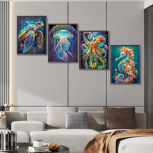 Load image into Gallery viewer, 4pcs Round Diamond Painting Set - Marine animals (30*40CM)