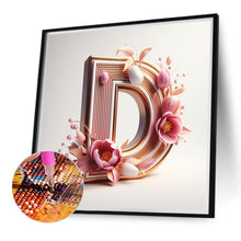 Load image into Gallery viewer, Diamond Painting - Full Round - Pink flower letter D (40*40CM)