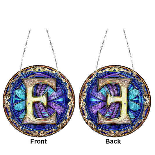 Double Sided Letter E Suncatcher Diamond Drawing Hanging Ornament for Home Decor